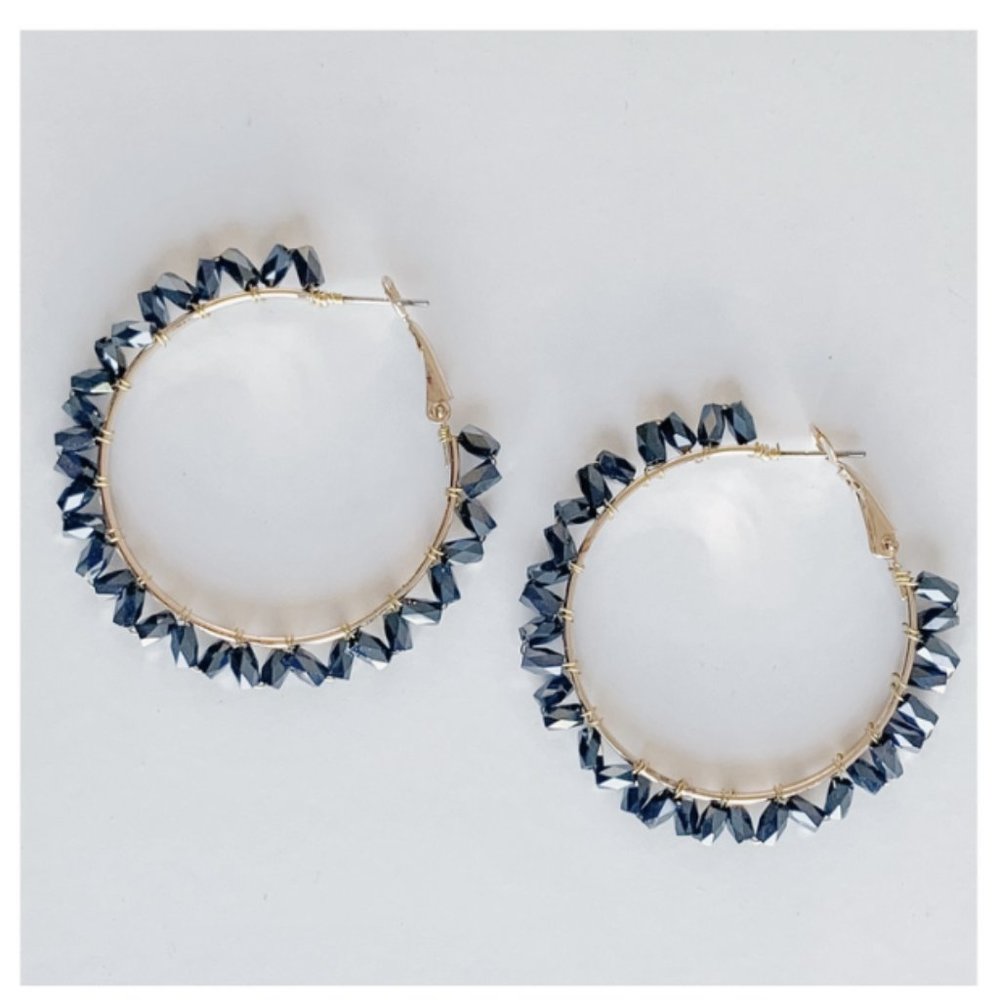 Hematite Hoop Earring